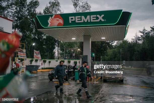 Petroleos Mexicanos gas station in Naucalpan, Mexico State, Mexico, on Saturday, Aug. 13, 2022. Soaring prices of food and fuel across Latin America...