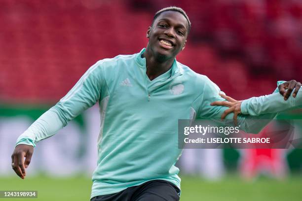 Copenhagen's Danish forward Mohamed Daramy attends a training session in Copenhagen on September 13 on the eve of the UEFA Champions League match...