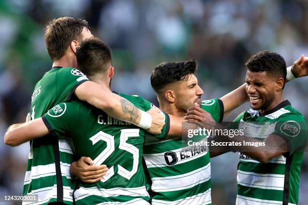 Arthur Gomes Sporting Clube de Portugal celebrates 2-0 with Goncalo Inacio Sporting Clube de Portugal Sebastian Coates Sporting Clube de Portugal,...