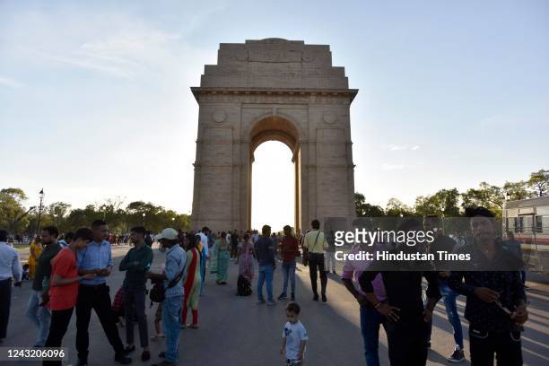 Visitors seen at India Gate on September 13, 2022 in New Delhi, India.