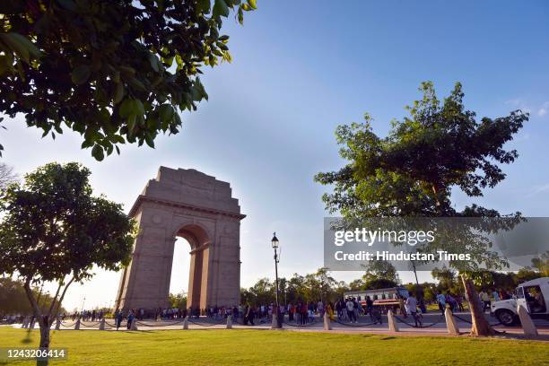 Blue skies over India Gate, part of the revamped Central Vista Avenue on September 13, 2022 in New Delhi, India.