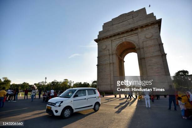 Vehicle at India Gate on September 13, 2022 in New Delhi, India.