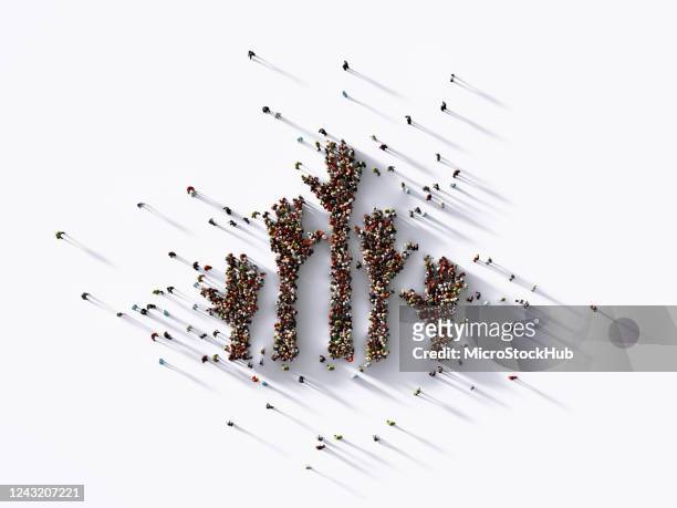 human hands formed by human crowd on white background - justice concept stock pictures, royalty-free photos & images