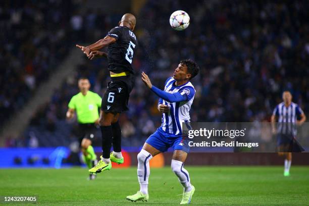 Gabriel Veron of FC Porto and Denis Odoi of Club Brugge battle for the ball during the UEFA Champions League group B match between FC Porto and Club...