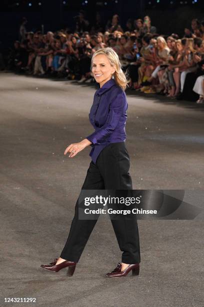 Designer Tory Burch walks the runway at Tory Burch Spring 2023 ready to wear fashion show at Pier 76 in New York City, New York, on September 13,...
