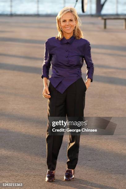 Designer Tory Burch walks the runway at Tory Burch Spring 2023 ready to wear fashion show at Pier 76 in New York City, New York, on September 13,...