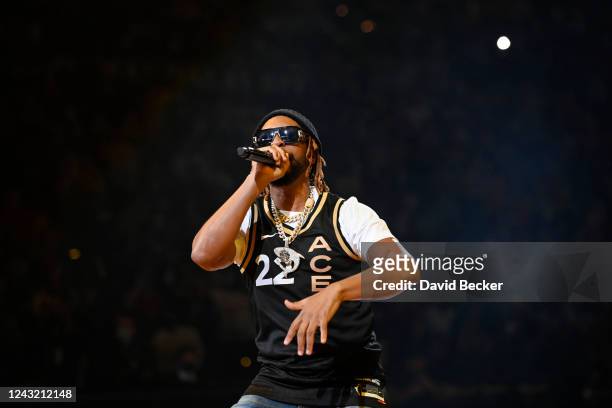 Rapper Lil Jon performs at half time during Game 2 of the 2022 WNBA Finals between the Connecticut Sun and Las Vegas Aces on September 13, 2022 at...