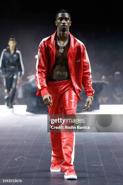 Model King Combs walks the runway at Puma Futrograde Spring 2023 ready to wear fashion show at Cipriani 25 Broadway on September 13, 2022 in New...