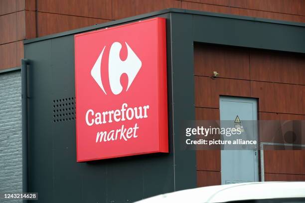 September 2022, Belgium, Eupen: Logo, lettering of Carrefour market , french retail and wholesale company Photo: Horst Galuschka/dpa/Horst Galuschka...