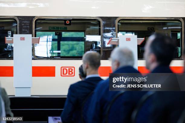 Deutsche Bahn's new ICE L is seen during a press event in Berlin, on September 14, 2022. - The train is the first ICE with a step-free entry and exit.