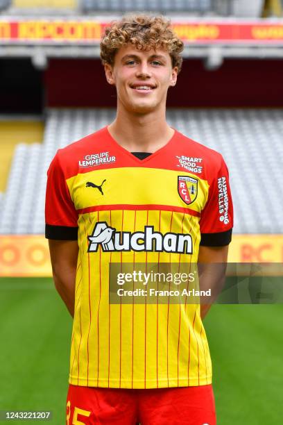 Adrien LOUVEAU of Lens during the team photo shoot of Lens at Stade Bollaert Delelis on September 13, 2022 in Lens, France.