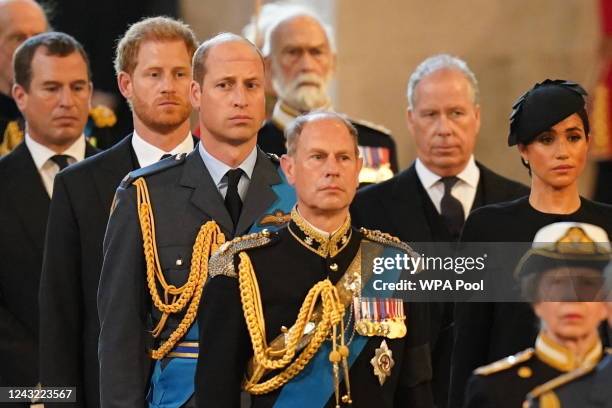 Peter Phillips, Prince Harry, Duke of Sussex, Prince William, Prince of Wales, Edward, Earl of Wessex, David Armstrong-Jones, Earl of Snowdon,...