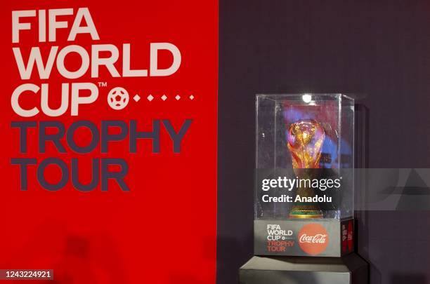 The trophy of FIFA World Cup is brought to Tunusia's capital Tunis as part of "FIFA World Cup Trophy Tour" on September 14, 2022.