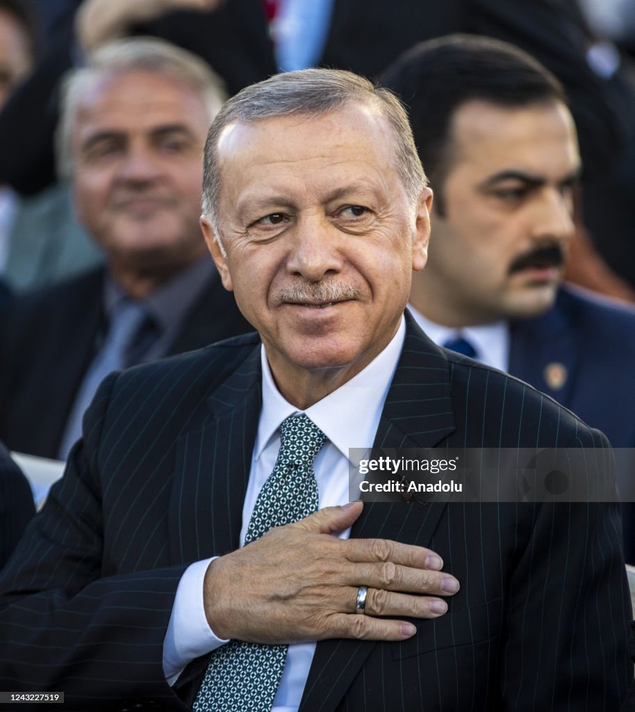 Tayyip Turkish President Recep Tayyip Erdogan attends the opening of 105 new ...
