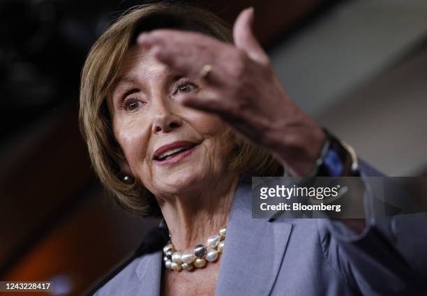 House Speaker Nancy Pelosi, a Democrat from California, speaks during a news conference at the US Capitol in Washington, D.C., US, Wednesday, Sept....