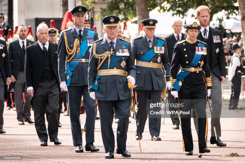 The Coffin Carrying Queen Elizabeth II Is Transferred From Buckingham Palace To The Palace Of Westminster