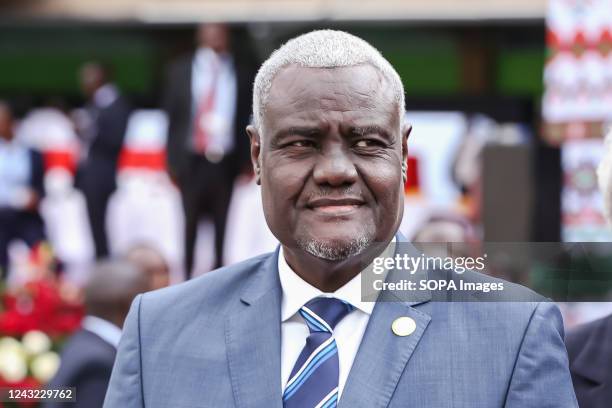 The African Union Commission Chairperson H.E Moussa Faki Mahamat, one of the guests during the inauguration of the new Kenyan president, addresses...