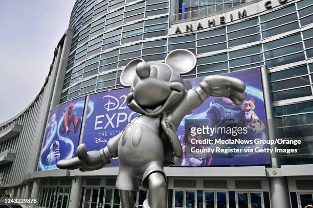 Anaheim, CA A giant Mickey Mouse outside the D23 Expo in Anaheim, CA, on Friday, Sept. 9, 2022.