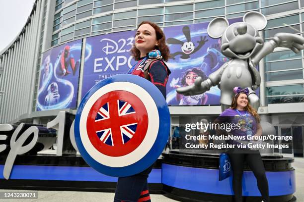 Anaheim, CA Alana Rodgers is dressed as Captain Carter outside the D23 Expo in Anaheim, CA, on Friday, Sept. 9, 2022.