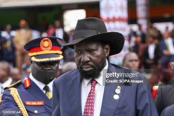 The President of Southern Sudan Salva Kiir Mayardit , one of the guests during the inauguration of the new Kenyan president, addresses Kenyans at the...