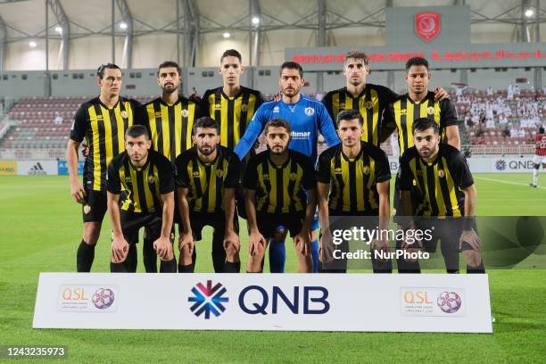 The Qatar SC starting eleven before the QNB Stars League match between Qatar SC and Al Rayyan at the Abdullah bin Khalifa Stadium in Doha, Qatar on...