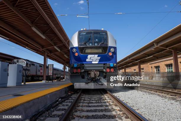 An Amtrak train is seen at the Diridon Amtrak Station in San Jose, California, United States on September 14, 2022. Starting Thursday, all of...
