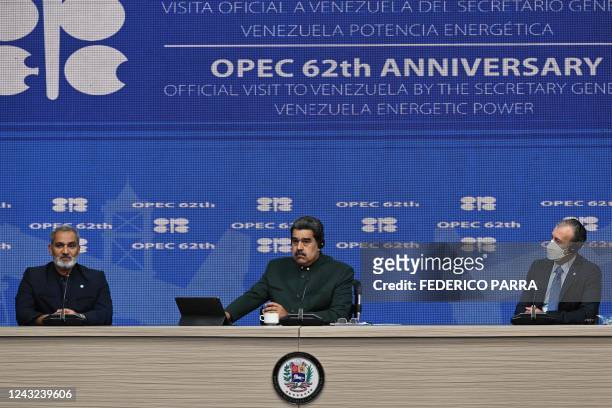 Secretary General of the Organization of the Petroleum Exporting Countries , Kuwaiti Haitham al-Ghais , Venezuela's President Nicolas Maduro and...