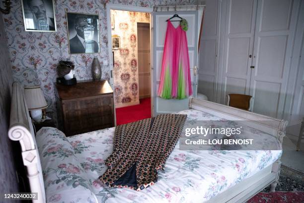 This photograph taken on September 13, 2022 shows late Senegalese President Leopold Sedar Senghor's wife, Colette, in his bedroom, in his house in...