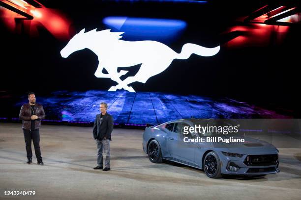 Ed Krenz , Ford Mustang chief engineer, discusses the seventh generation 2024 Ford Mustang at its global debut at a Mustang Stampede event at the...