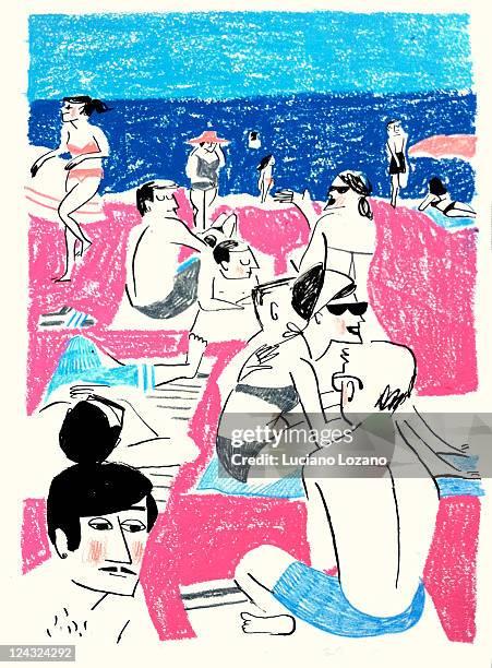 beach - barcelona beach stock illustrations