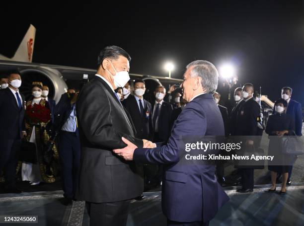 Chinese President Xi Jinping arrives in Samarkand to pay a state visit to Uzbekistan and attend the 22nd meeting of the Council of Heads of State of...