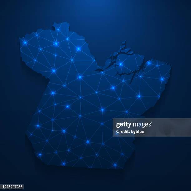 para map network - bright mesh on dark blue background - para state stock illustrations