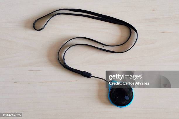 In this photo illustration, Wardoo, a bracelet to preserve social distancing is seen at Wardoo headquarters on June 03, 2020 in Arroyomolinos, Spain....