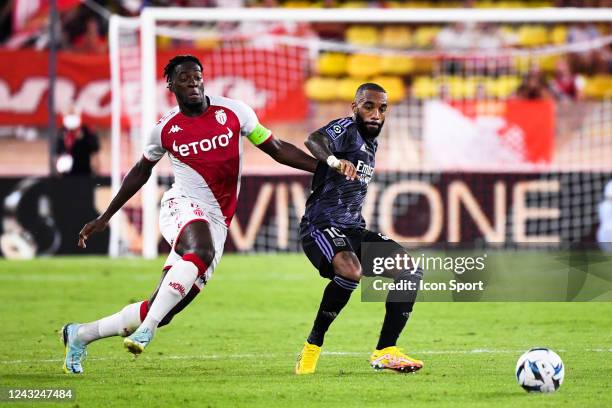 Axel DISASI - 91 Alexandre LACAZETTE during the Ligue 1 Uber Eats match between Monaco and Lyon at Stade Louis II on September 11, 2022 in Monaco,...