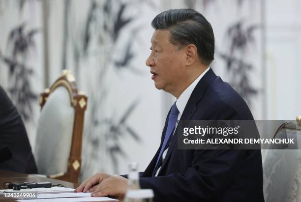 China's President Xi Jinping attends a meeting with Russian President on the sidelines of the Shanghai Cooperation Organisation leaders' summit in...