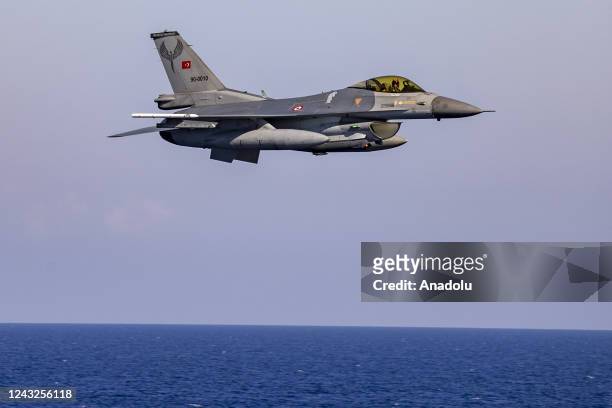 Fighter jet flies during the Dynamic Mariner/ Blue Whale 2022 Exercise in Antalya, Turkiye on September 15, 2022. The Dynamic Mariner/Blue Whale-2022...