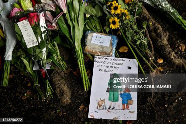 Drawing of Queen Elizabeth II and Paddington Bear is pictured next to a marmalade sandwich, as an allusion to her jubilee video with the cartoon...