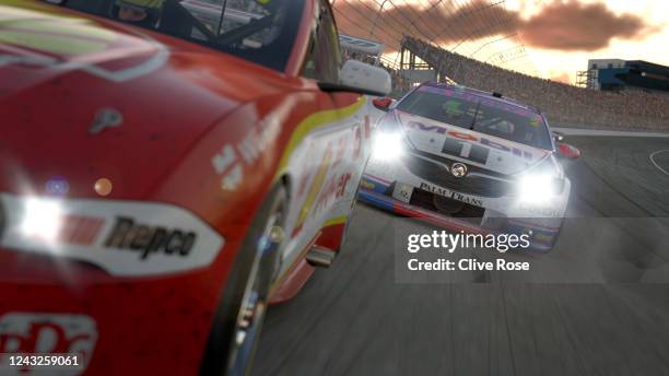 Bryce Fullwood driving the Mobil 1™ Middy's Racing Holden Commodore ZB leads Scott McLaughlin in the Shell V-Power Racing Team Ford Mustang during...