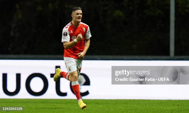 Vitinha of SC Braga celebrates after scoring a goal during the UEFA Europa League - Group D match between SC Braga and 1. FC Union Berlin at Estadio...