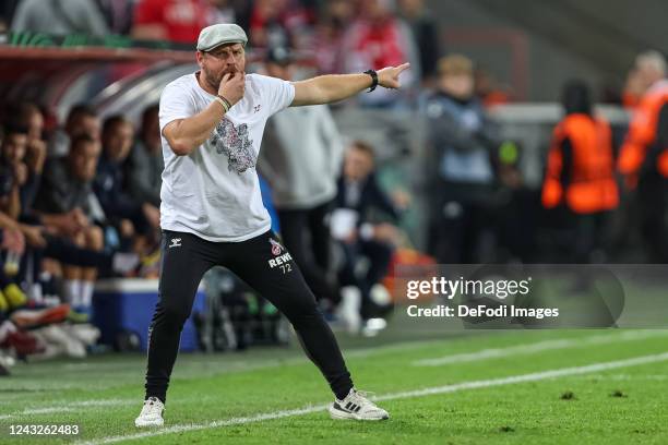 Head coach Steffen Baumgart of 1. FC Koeln gestures during the UEFA Europa Conference League group D match between 1. FC Köln and 1. FC Slovacko at...