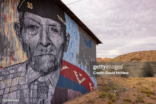 A mural honors the famous Navajo code talkers, who are credited with ...