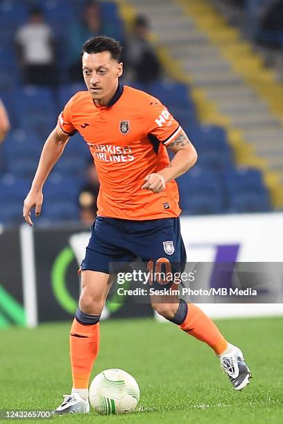 Mesut Ozil of Basaksehir FKcontrols the ball during the UEFA Europa Conference League group A match between Istanbul Basaksehir and ACF Fiorentina at...