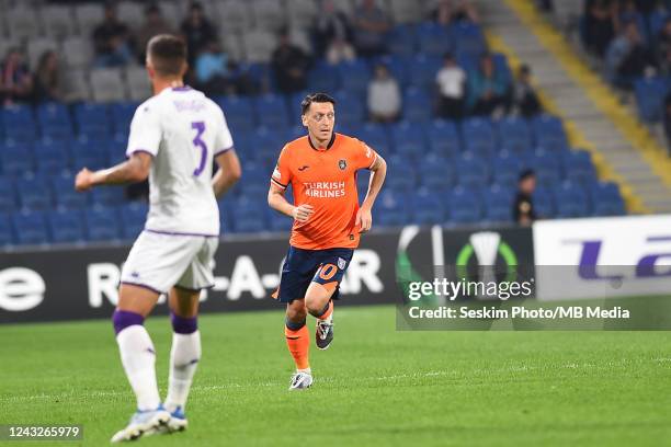 Mesut Ozil of Basaksehir FKcontrols the ball during the UEFA Europa Conference League group A match between Istanbul Basaksehir and ACF Fiorentina at...