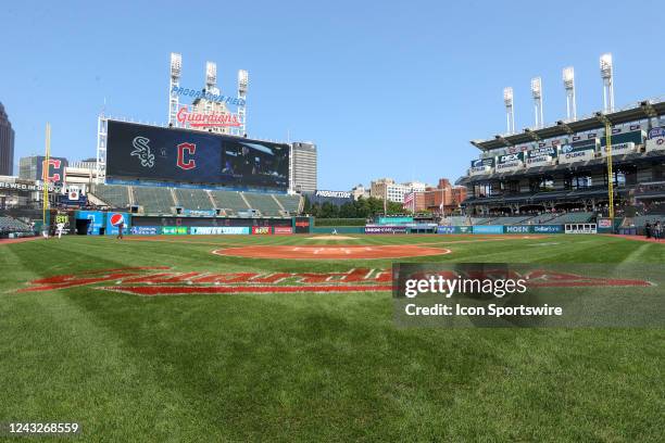 General view of Progressive Field prior to the Major League Baseball game between the Chicago White Sox and Cleveland Guardians on September 15 at...