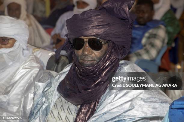 Mbarick Ag Akli, a dignitary Tuareg from the city of Gao, looks on during the Congress for the Fusion of Movements in Kidal on August 27, 2022. - One...