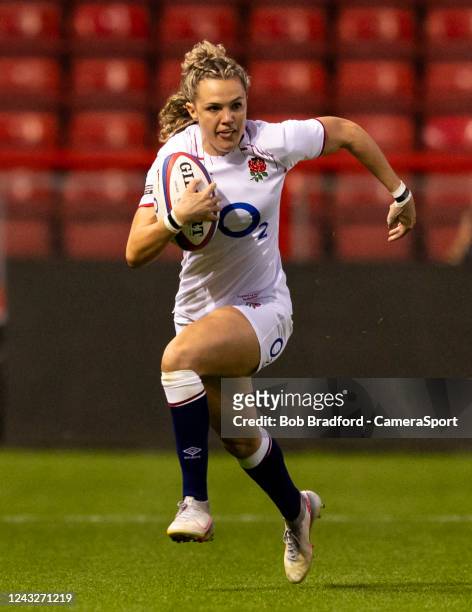 England's Ellie Kildunne during the Womens Rugby International match between England Women and Wales Women at Ashton Gate on September 14, 2022 in...