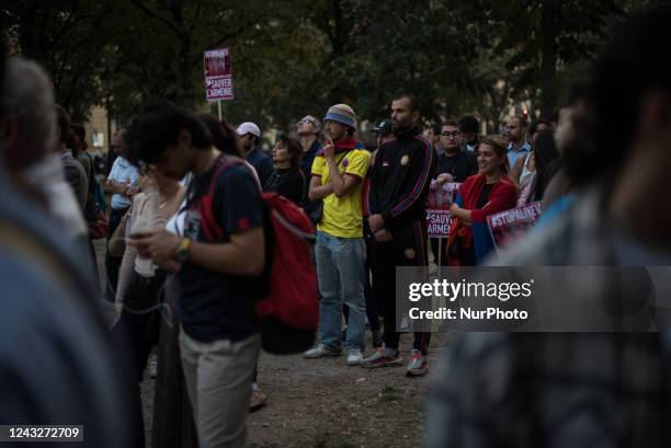 Participants at the demonstration in support of Armenia and against the attack by Azerbaijan, in Paris, 15 September 2022.