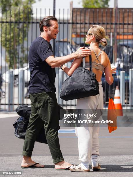Jason Lewis and Peta Murgatroyd are seen on September 15, 2022 in Los Angeles, California.