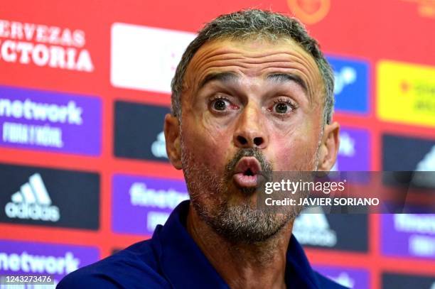 Spain's coach Luis Enrique holds a press conference to announce the list of summoned players ahead of the UEFA Nations League football matches...