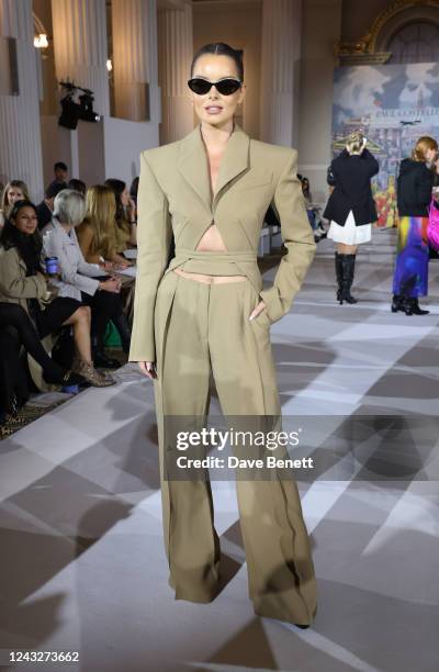 Maura Higgins attends the Paul Costelloe show during London Fashion Week September 2022 at Mansion House on September 16, 2022 in London, England.